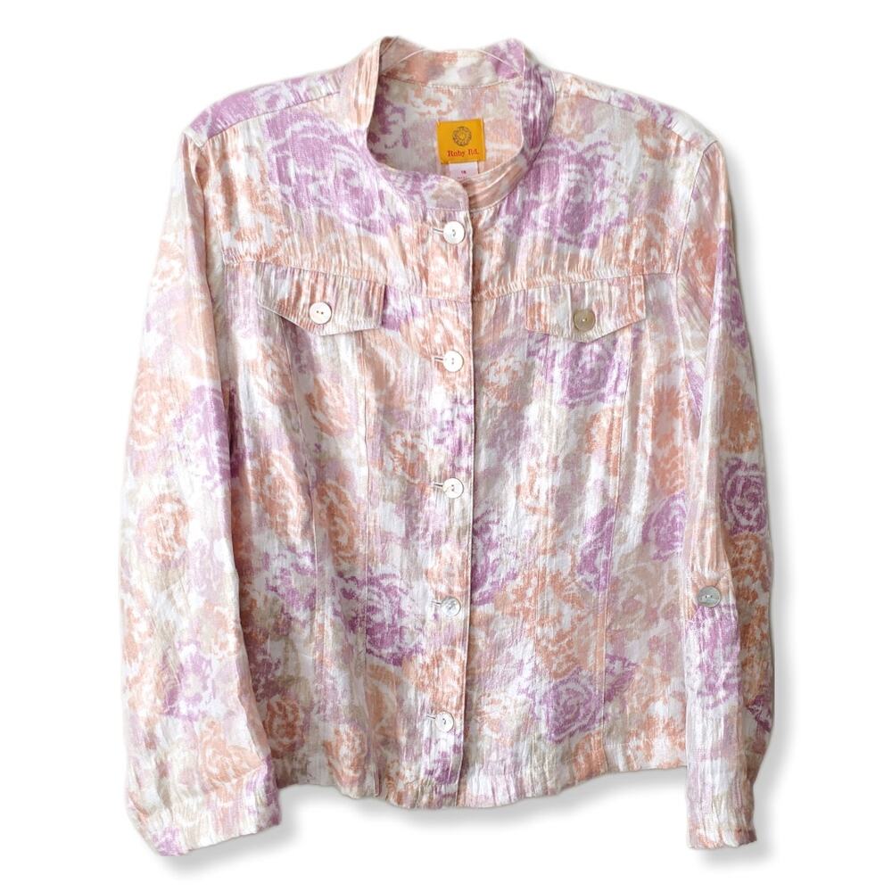 Women Ruby Rd Pastelcore Floral Jacket 16 Spring Summer Easter Career Casual
